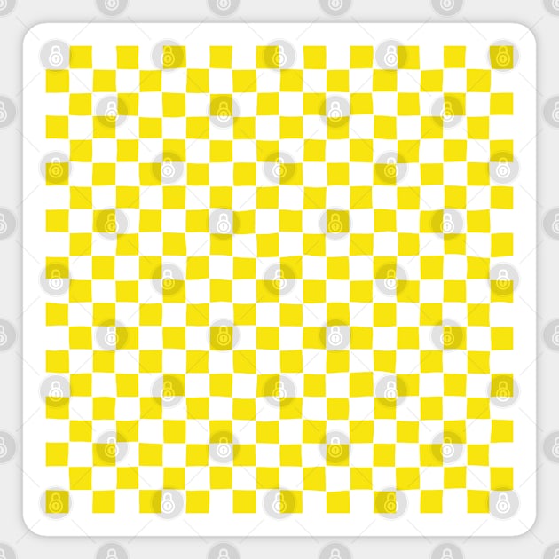 Wonky Checkerboard, White and Yellow Magnet by Niemand